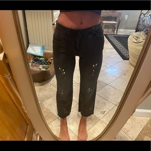 Joe’s Jeans Straight Leg Crop Black with White Paint